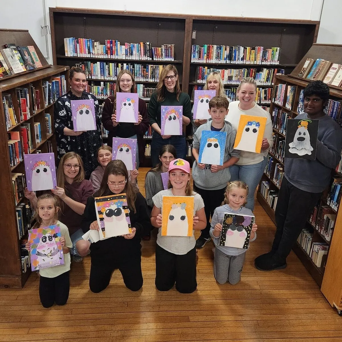 Teens volunteering at the library